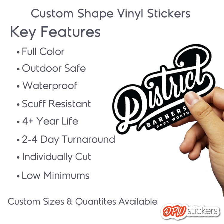 Custom Shape Die Cut Vinyl Stickers - DFW Stickers